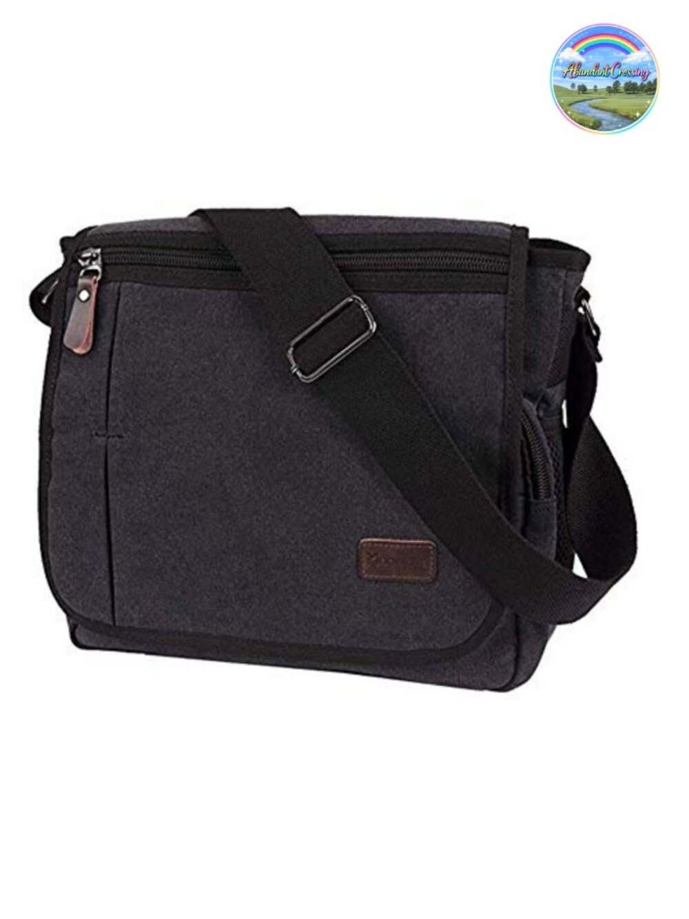 Canvas Messenger Bag 13 Inch Padded Laptop Satchel Shoulder Bag Bottle Pocket